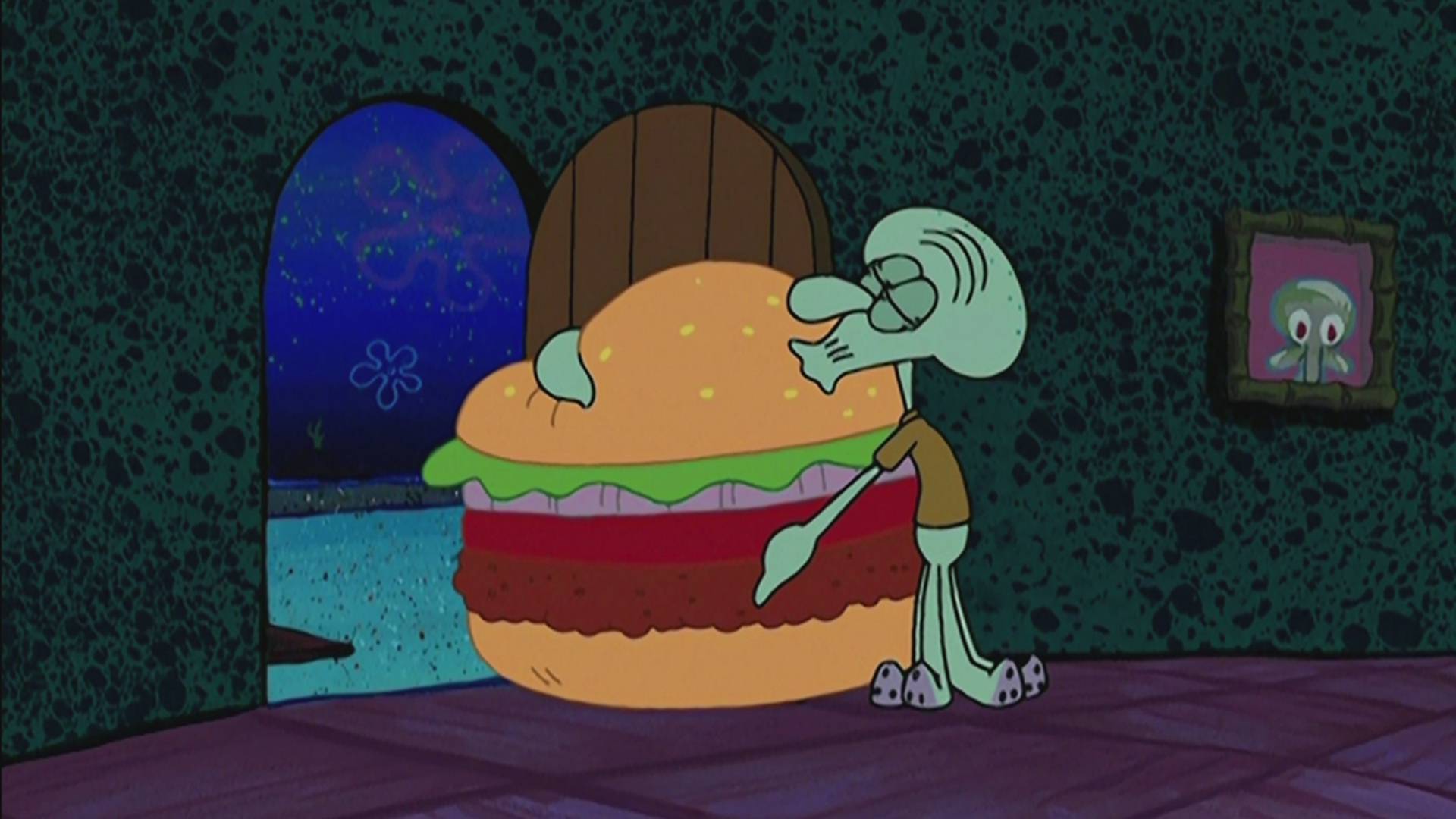 patrick eating sandwich