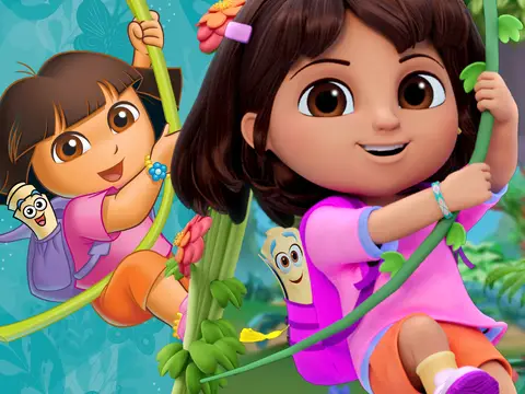 The old and new look of the characters from Dora the Explorer.