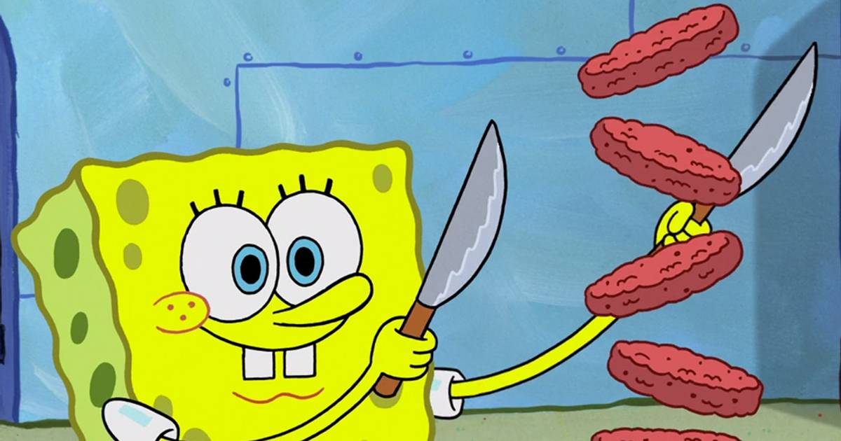 spongebob flipping patties